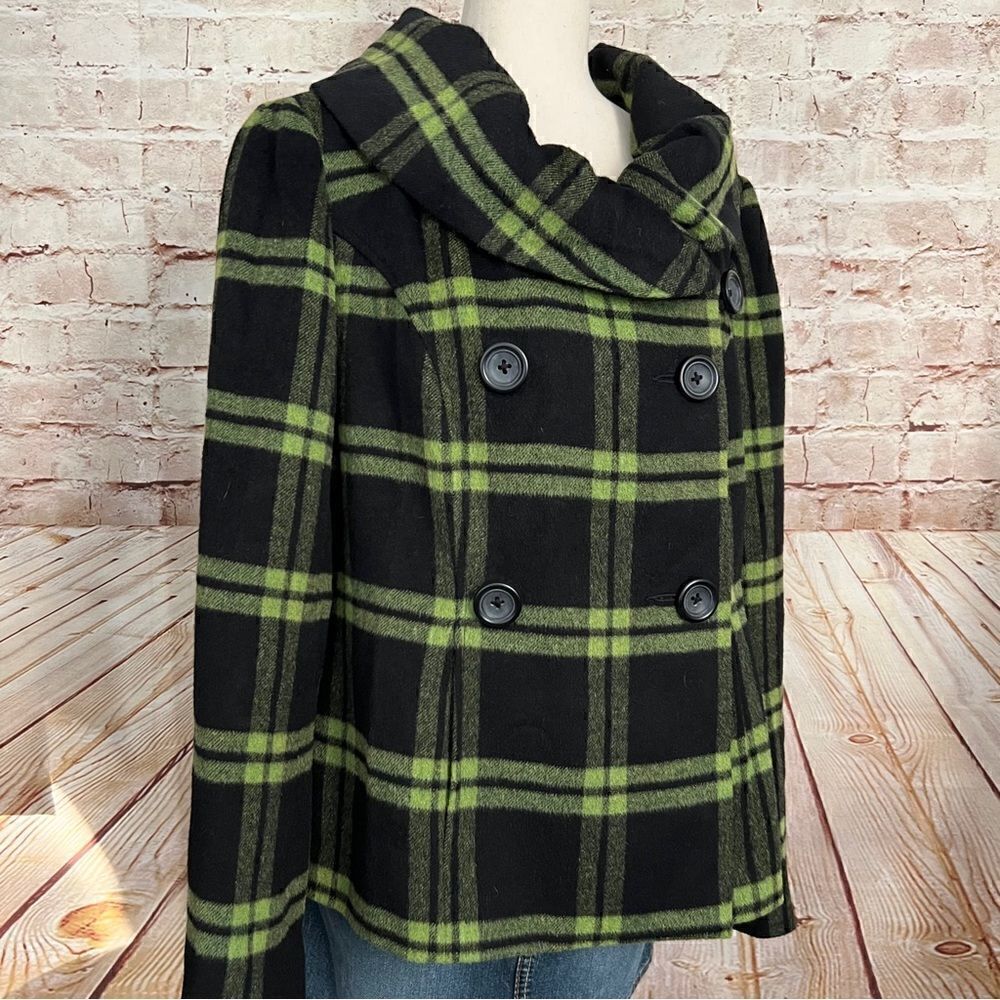 Tribal wool plaid pea coat - Picture 3 of 8